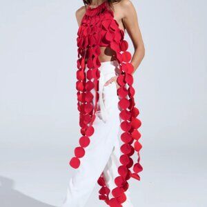 LIGHTS FLASHING HALTER TIE NECK TOP - S